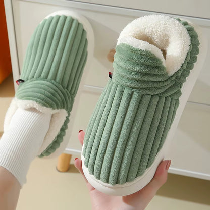 Soft Sole Slippers for Women Winter Fashion Women Fur Slippers Fuzzy Plush Men Slippers Warm Furry Women Cotton Shoes