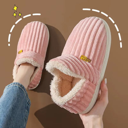Soft Sole Slippers for Women Winter Fashion Women Fur Slippers Fuzzy Plush Men Slippers Warm Furry Women Cotton Shoes