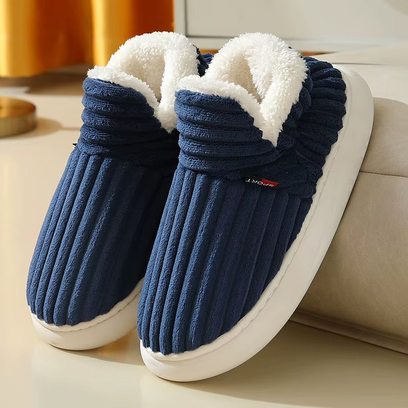 Soft Sole Slippers for Women Winter Fashion Women Fur Slippers Fuzzy Plush Men Slippers Warm Furry Women Cotton Shoes