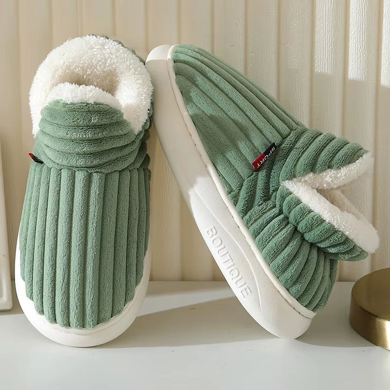Soft Sole Slippers for Women Winter Fashion Women Fur Slippers Fuzzy Plush Men Slippers Warm Furry Women Cotton Shoes