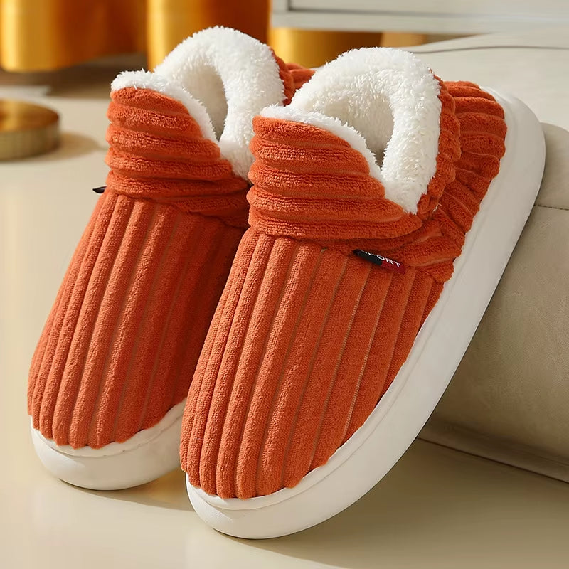 Soft Sole Slippers for Women Winter Fashion Women Fur Slippers Fuzzy Plush Men Slippers Warm Furry Women Cotton Shoes