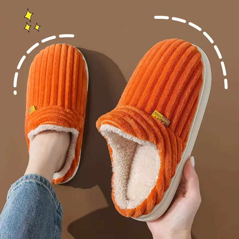 Soft Sole Slippers for Women Winter Fashion Women Fur Slippers Fuzzy Plush Men Slippers Warm Furry Women Cotton Shoes