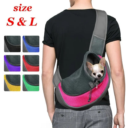 1Pc Dog Out Backpack,Dog Sling Carrier Breathable Mesh Travel Crossbody Bag for Puppy Cat Hiking Camping