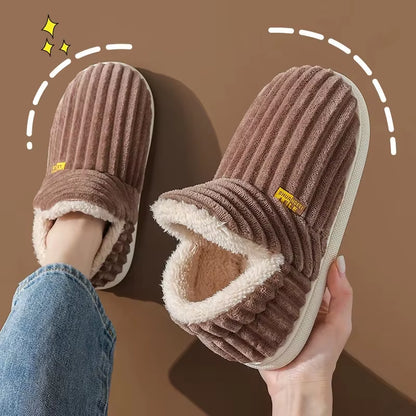 Soft Sole Slippers for Women Winter Fashion Women Fur Slippers Fuzzy Plush Men Slippers Warm Furry Women Cotton Shoes